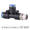 Pu Hose Fitting Tee 4mm X 4mm X 1/8